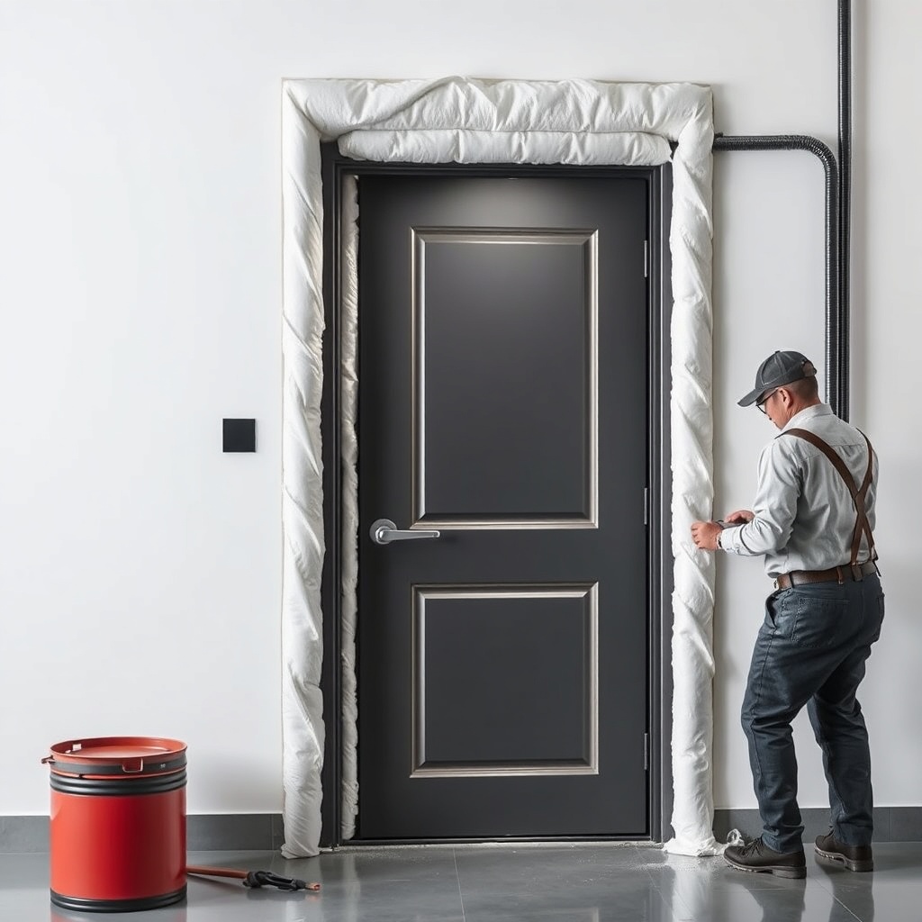 <clean photorealistic photo of a Fıratpen F-One door installation process