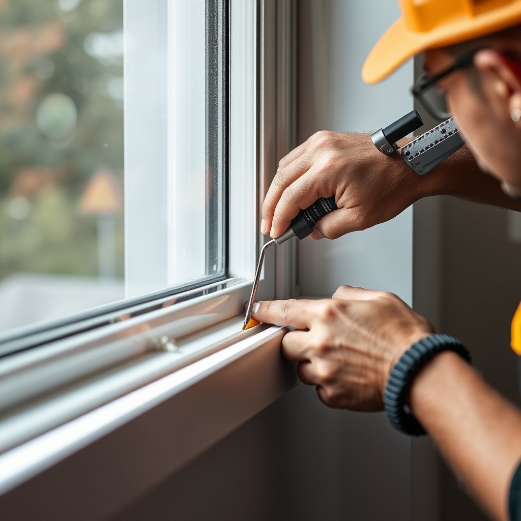 <photorealistic photo of a Fıratpen F-One window edge band being carefully applied by a pr