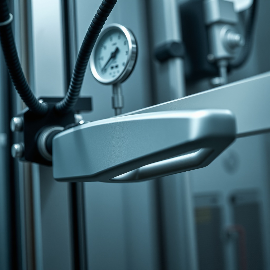 Close-up of a Fıratpen F-One window handle being tested on a mechanical durability rig