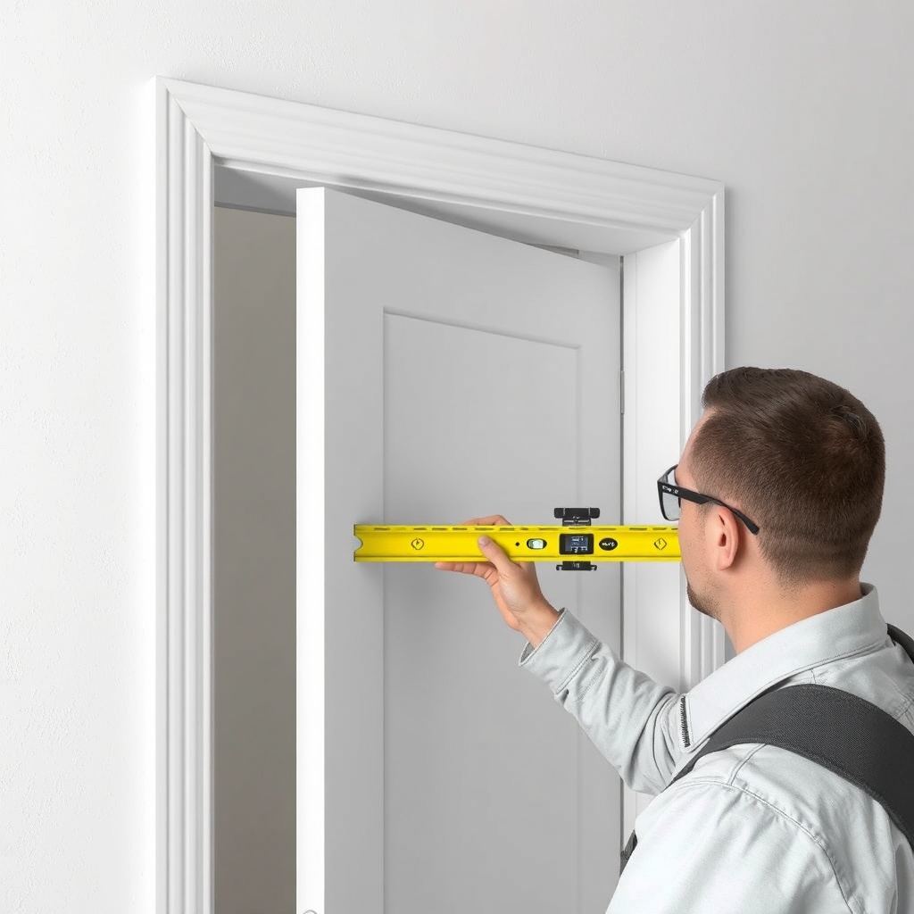 A photorealistic illustration of a Pimapen B-35 door being installed