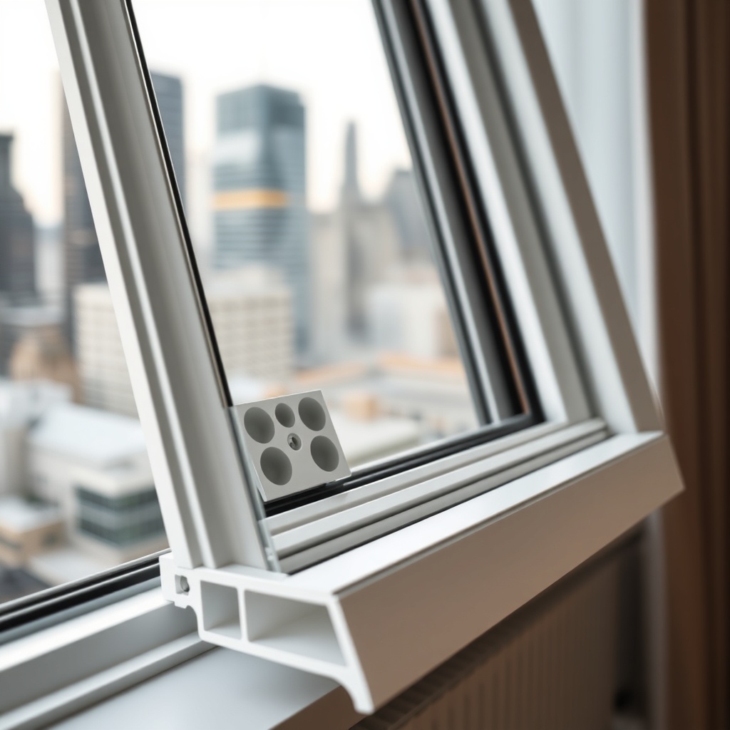 high-angle close-up of Pimapen B-35 double-glazed window in a modern apartment