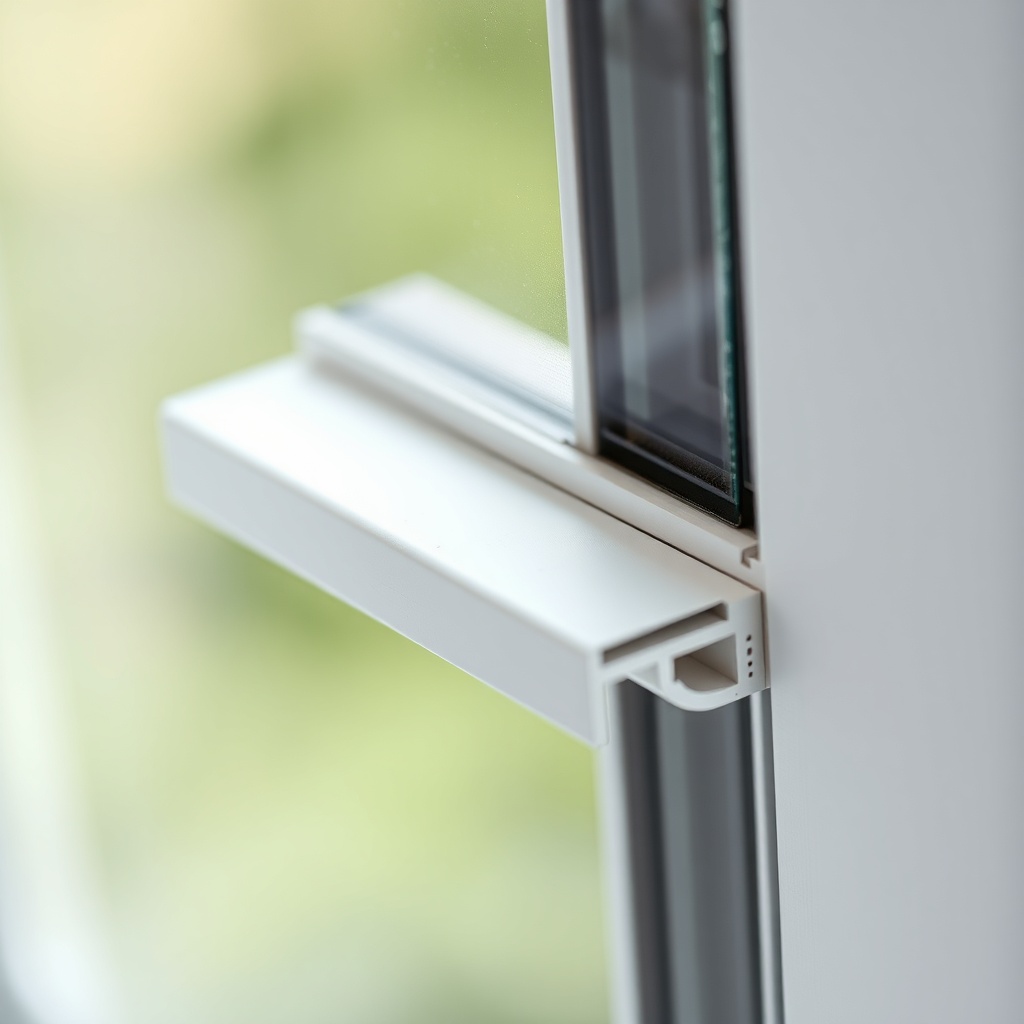 <clean photorealistic photo/illustration of a close-up of a Pimapen B-35 window profile af