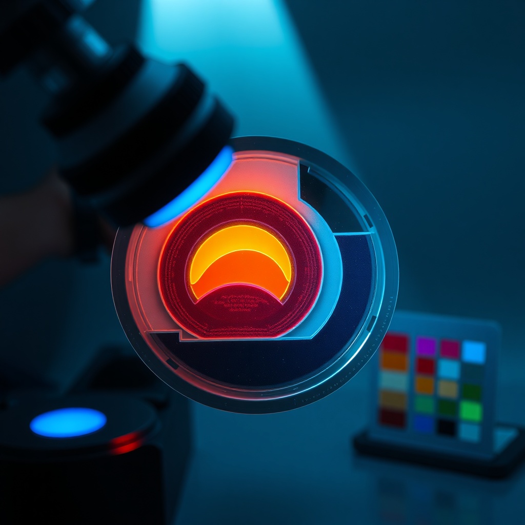 <clean photorealistic photo of a cross-section of a PVC profile showing pigment layers und